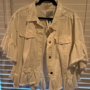 Hayden White Ruffle Denim Jacket